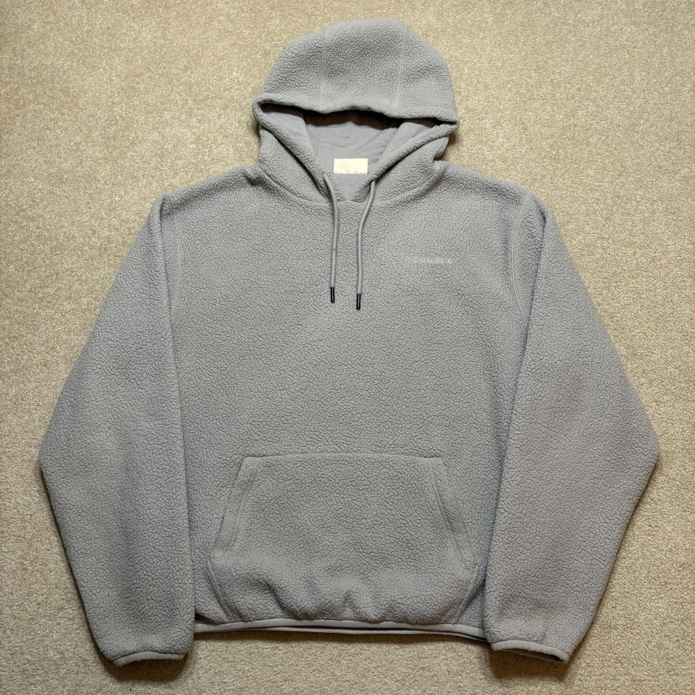 YoungLA Hoodie Sweatshirt Mens XL Gray Sherpa Fleece Pullover Back‎ Logo